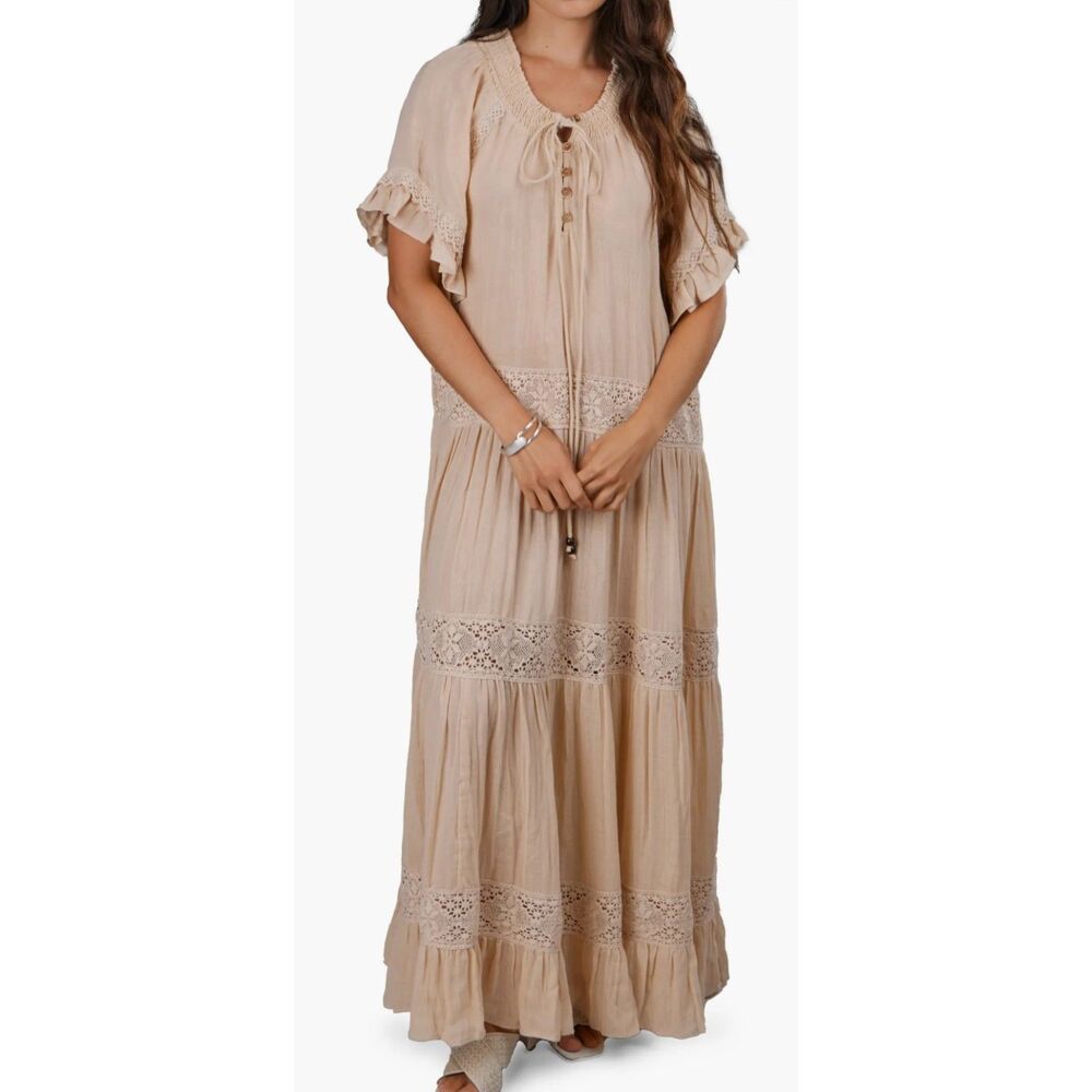 FreePeople Tiered Cotton Maxi Dress Size L